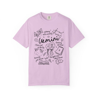 Gemini Whimsical Doodle Zodiac Sign T-shirt