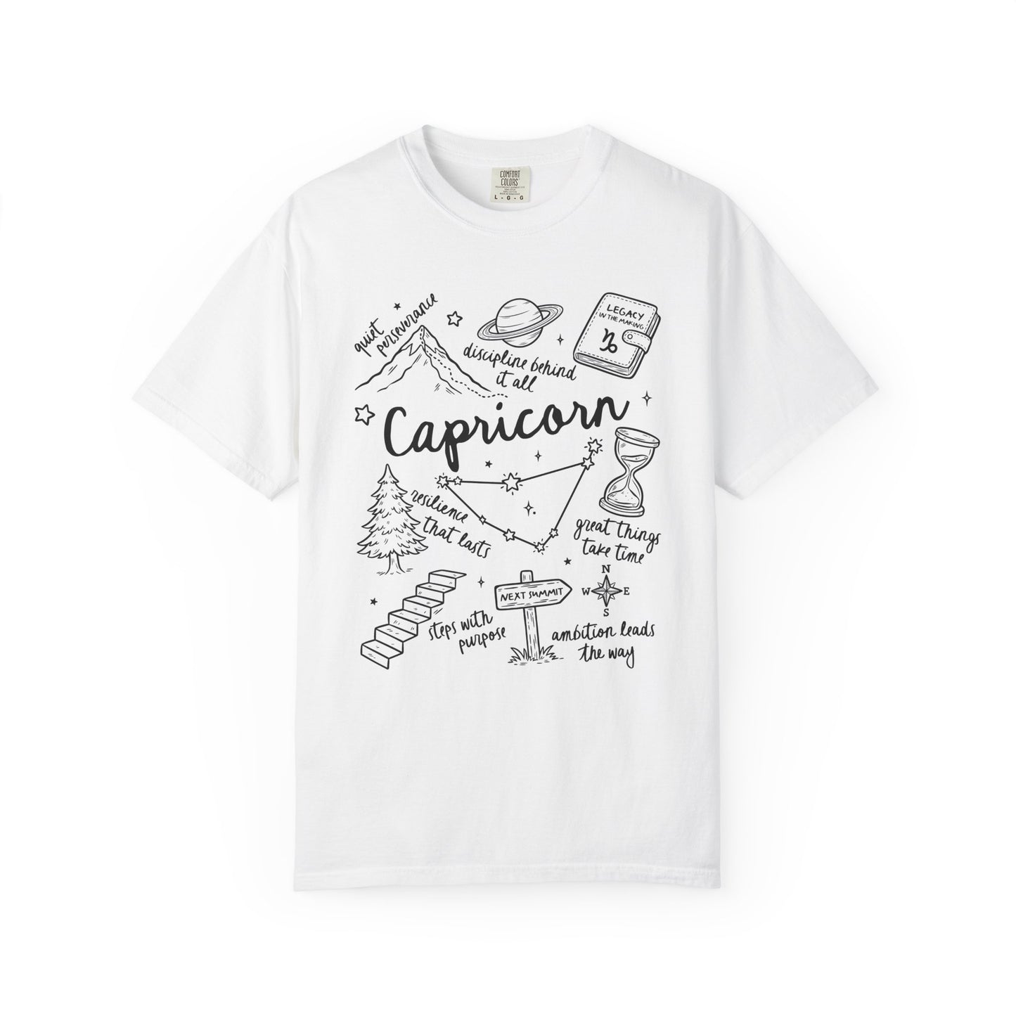 Capricorn Whimsical Doodle Zodiac Sign T-shirt