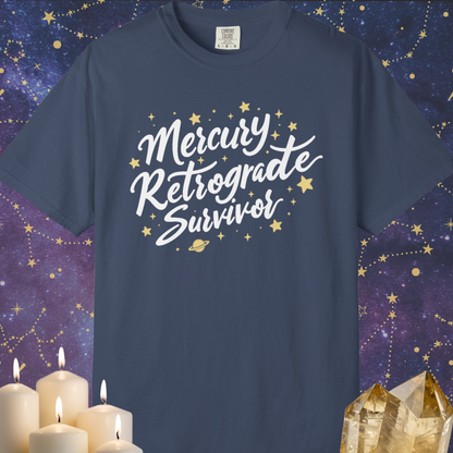 Mercury Retrograde Survivor, With Stars T-shirt