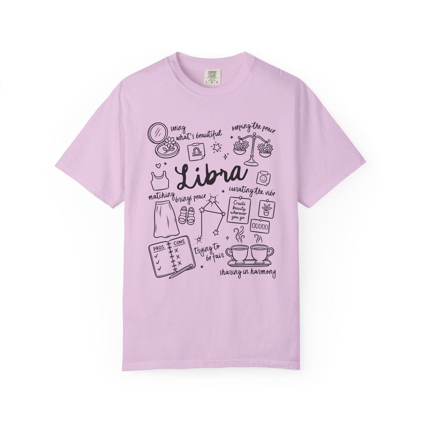 Libra Whimsical Doodle Zodiac Sign T-shirt