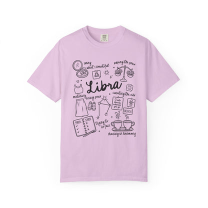 Libra Whimsical Doodle Zodiac Sign T-shirt