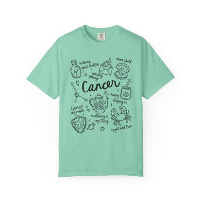 Cancer Whimsical Doodle Zodiac Sign T-shirt