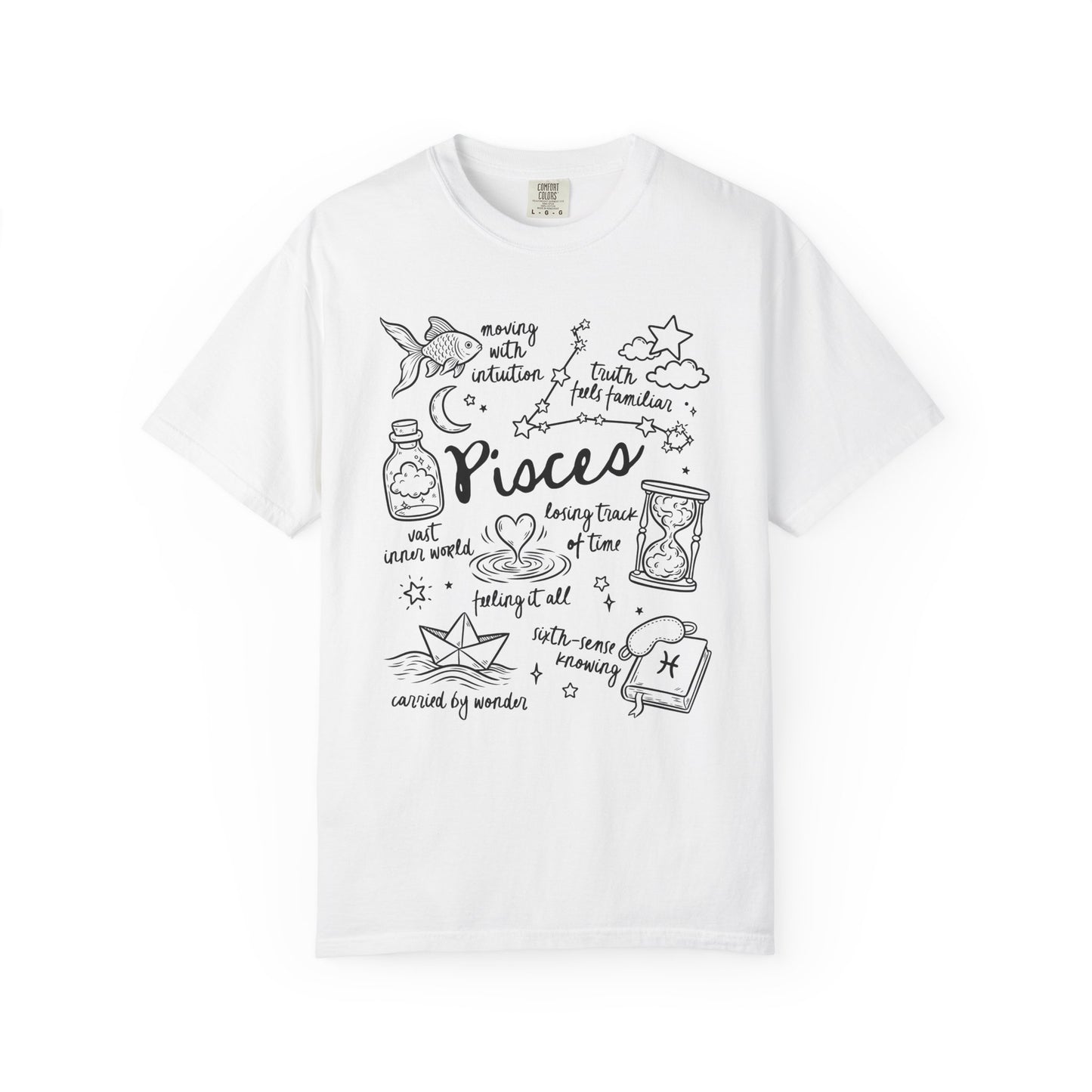 Pisces Whimsical Doodle Zodiac Sign T-shirt