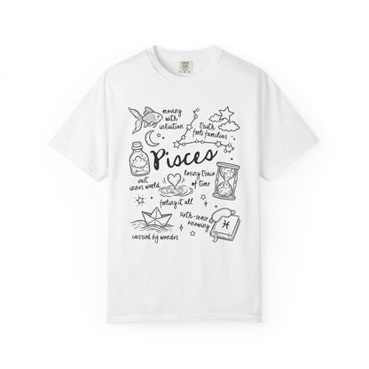 Pisces Whimsical Doodle Zodiac Sign T-shirt