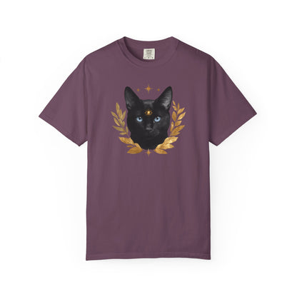 Black Cat with Gold Leaf T-shirt