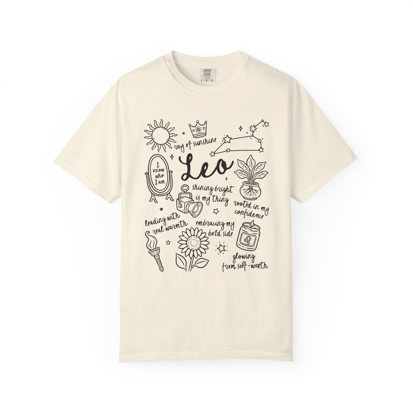 Leo Whimsical Doodle Zodiac Sign T-shirt