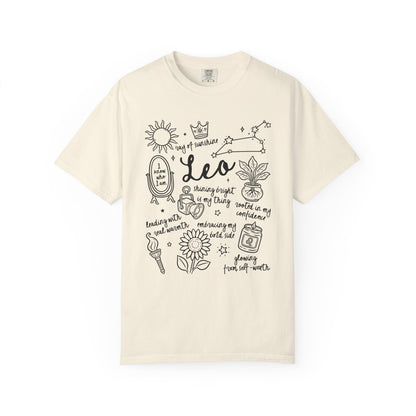Leo Whimsical Doodle Zodiac Sign T-shirt