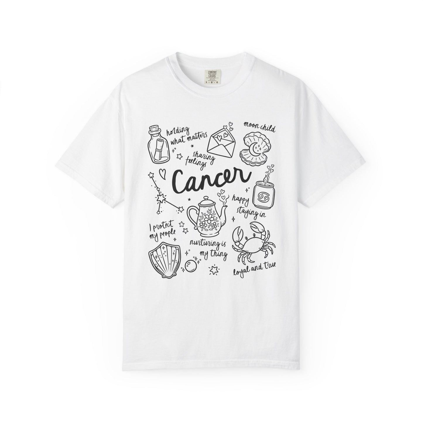 Cancer Whimsical Doodle Zodiac Sign T-shirt