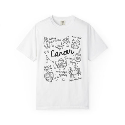 Cancer Whimsical Doodle Zodiac Sign T-shirt