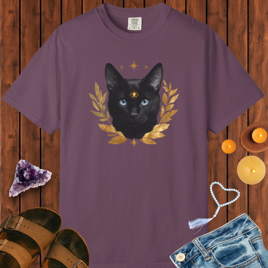 Black Cat with Gold Leaf T-shirt